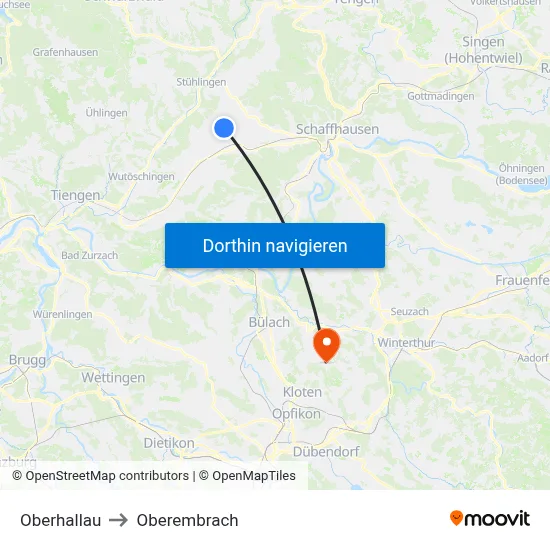 Oberhallau to Oberembrach map