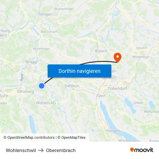 Wohlenschwil to Oberembrach map