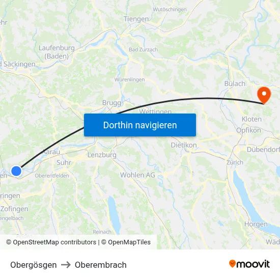 Obergösgen to Oberembrach map