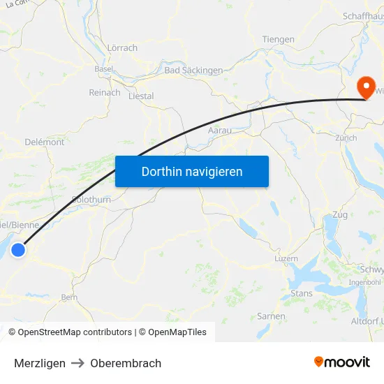 Merzligen to Oberembrach map
