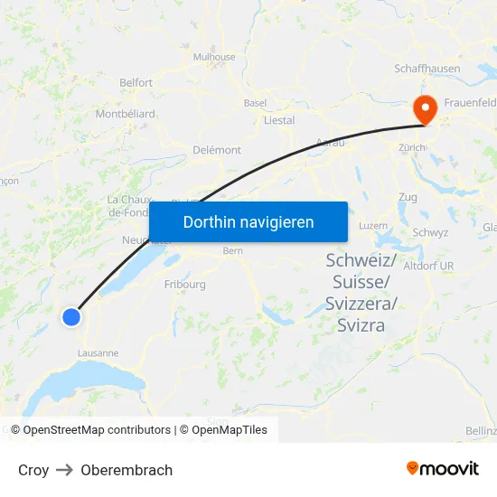 Croy to Oberembrach map