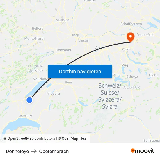 Donneloye to Oberembrach map