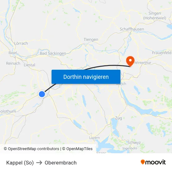 Kappel (So) to Oberembrach map