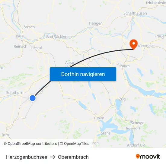 Herzogenbuchsee to Oberembrach map