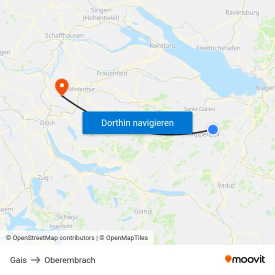 Gais to Oberembrach map