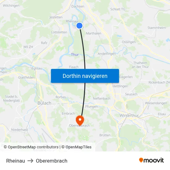 Rheinau to Oberembrach map