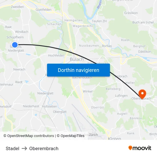 Stadel to Oberembrach map