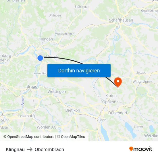 Klingnau to Oberembrach map