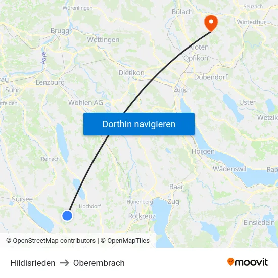 Hildisrieden to Oberembrach map