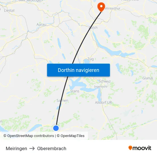 Meiringen to Oberembrach map