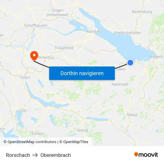 Rorschach to Oberembrach map