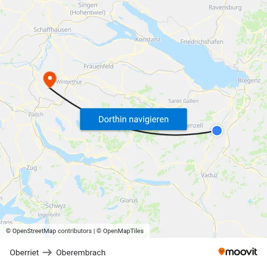 Oberriet to Oberembrach map