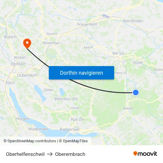 Oberhelfenschwil to Oberembrach map