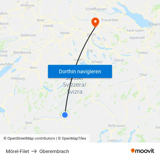 Mörel-Filet to Oberembrach map