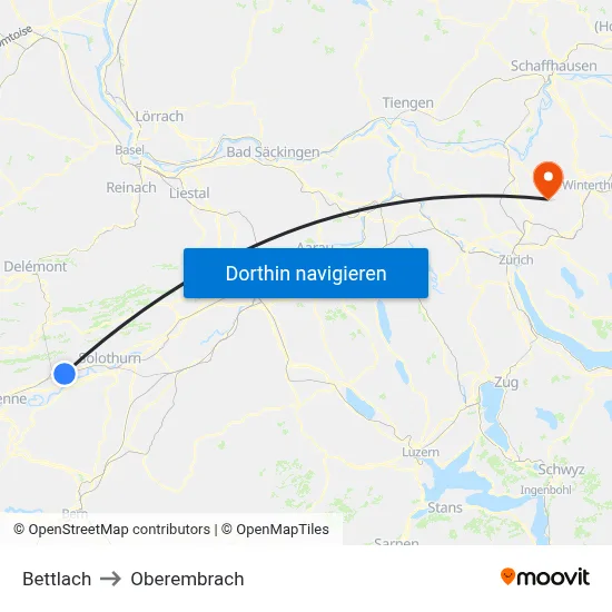 Bettlach to Oberembrach map