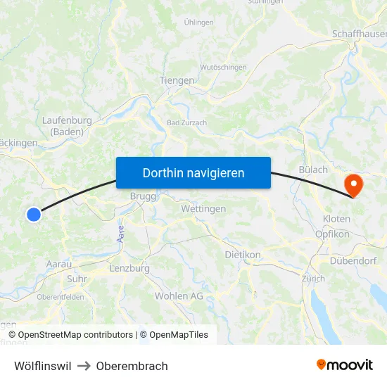 Wölflinswil to Oberembrach map
