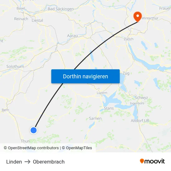 Linden to Oberembrach map
