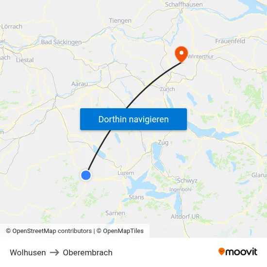 Wolhusen to Oberembrach map