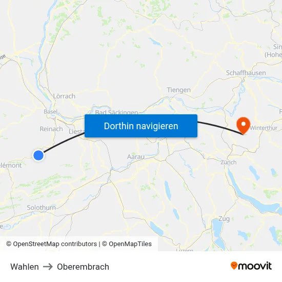Wahlen to Oberembrach map