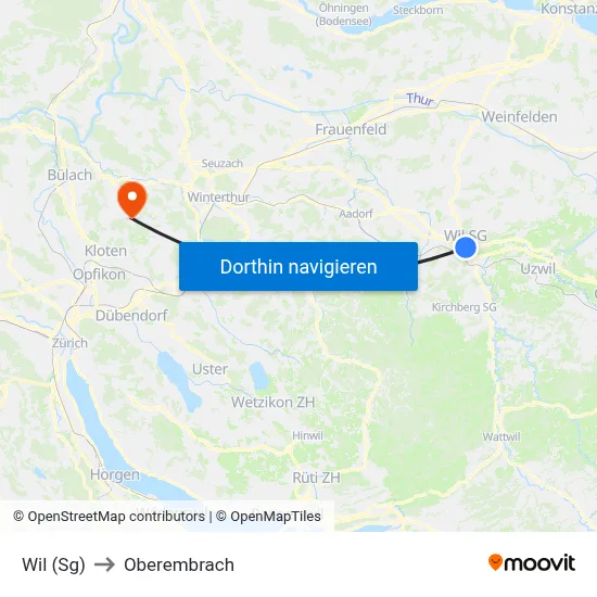 Wil (Sg) to Oberembrach map