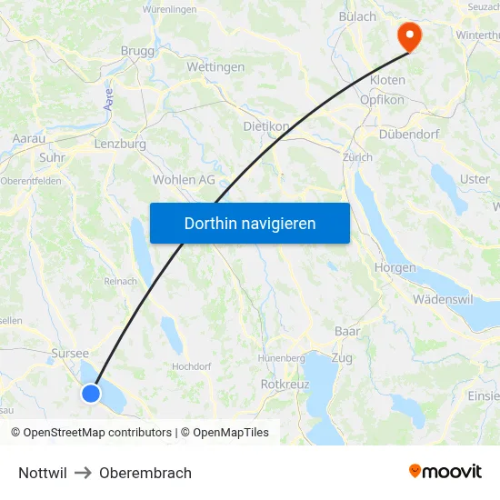 Nottwil to Oberembrach map