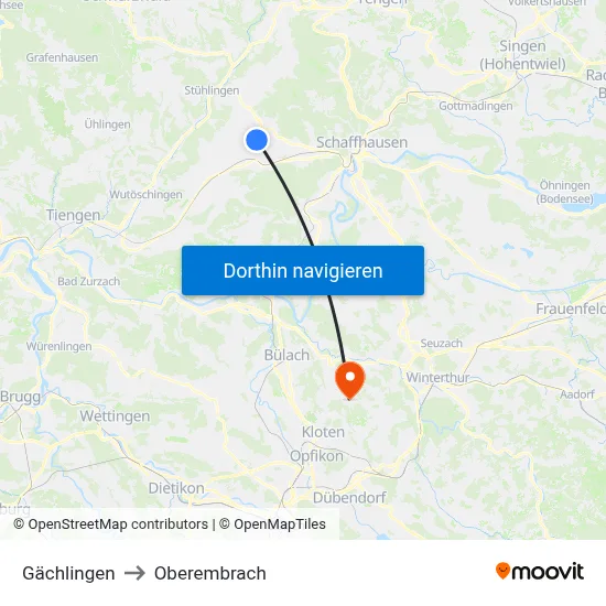 Gächlingen to Oberembrach map