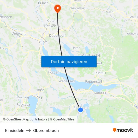 Einsiedeln to Oberembrach map