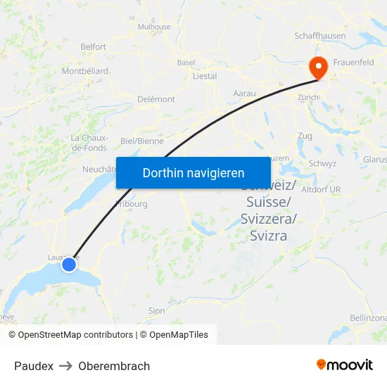 Paudex to Oberembrach map