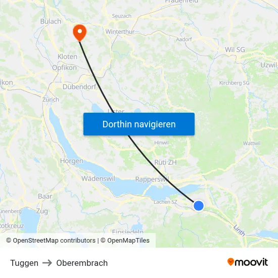 Tuggen to Oberembrach map
