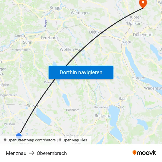Menznau to Oberembrach map