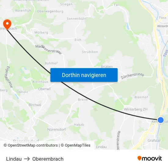 Lindau to Oberembrach map