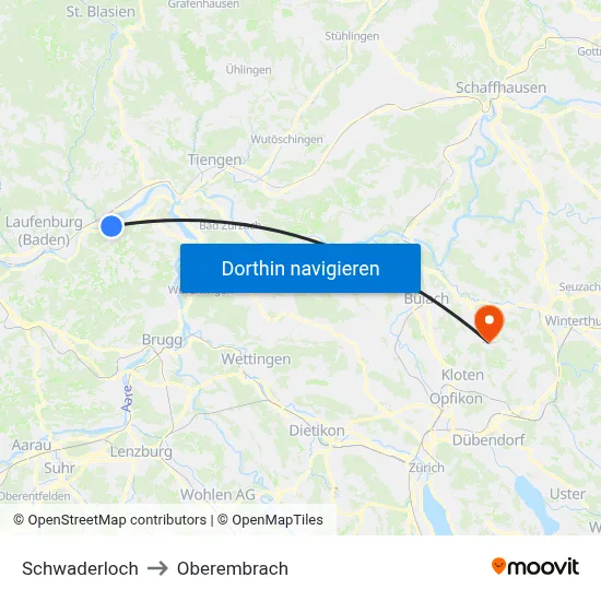 Schwaderloch to Oberembrach map