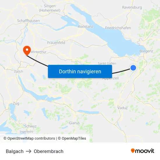 Balgach to Oberembrach map