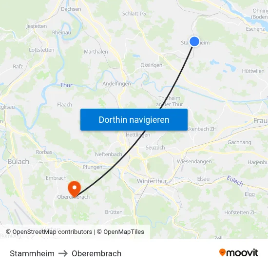 Stammheim to Oberembrach map
