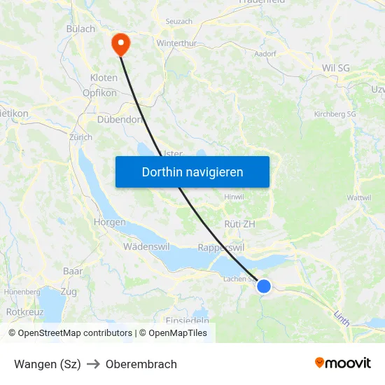 Wangen (Sz) to Oberembrach map