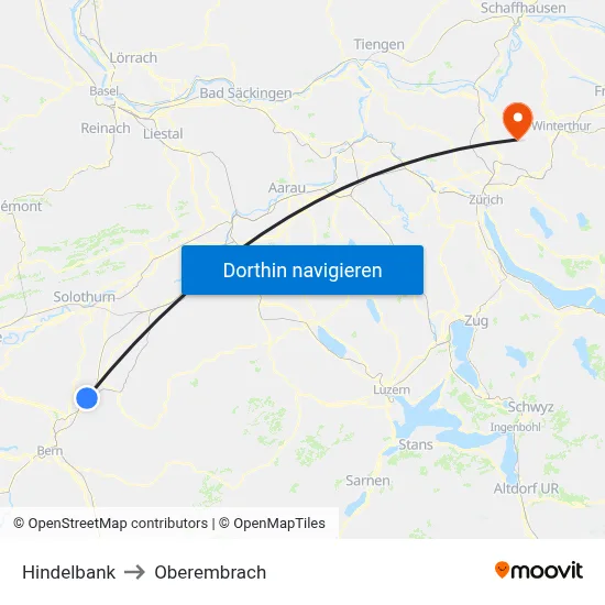 Hindelbank to Oberembrach map