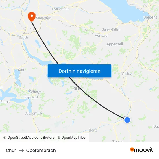 Chur to Oberembrach map