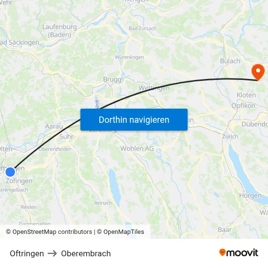 Oftringen to Oberembrach map