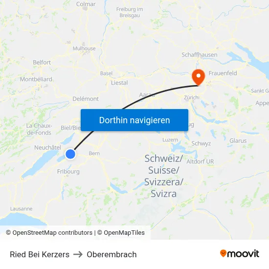 Ried Bei Kerzers to Oberembrach map