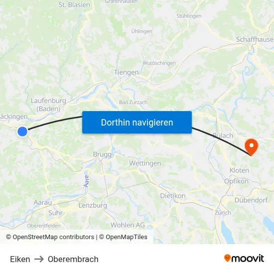 Eiken to Oberembrach map