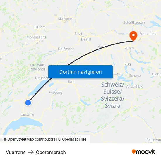 Vuarrens to Oberembrach map