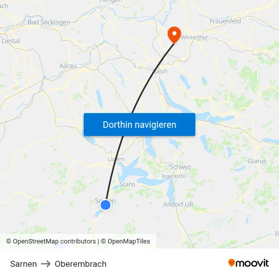 Sarnen to Oberembrach map
