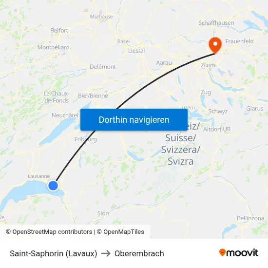 Saint-Saphorin (Lavaux) to Oberembrach map