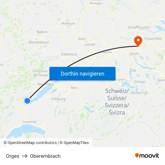 Orges to Oberembrach map