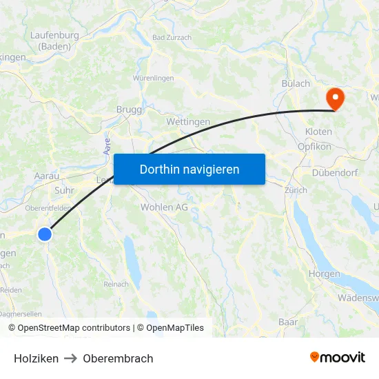 Holziken to Oberembrach map