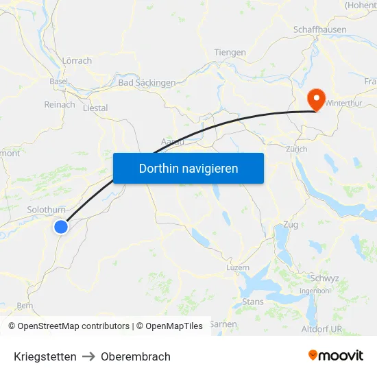 Kriegstetten to Oberembrach map