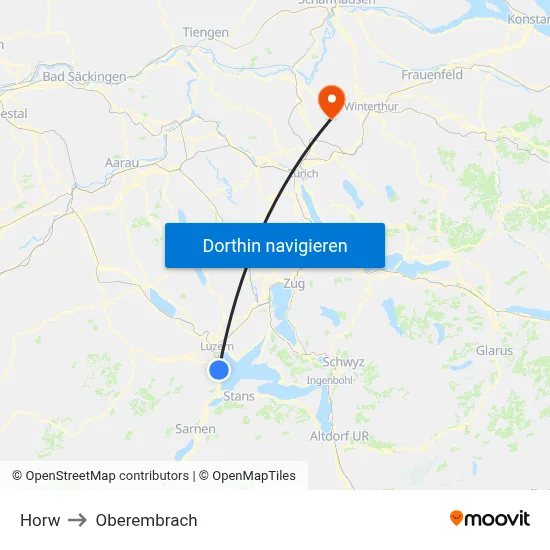 Horw to Oberembrach map