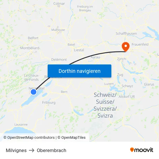 Milvignes to Oberembrach map