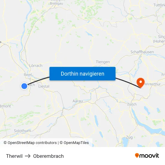 Therwil to Oberembrach map