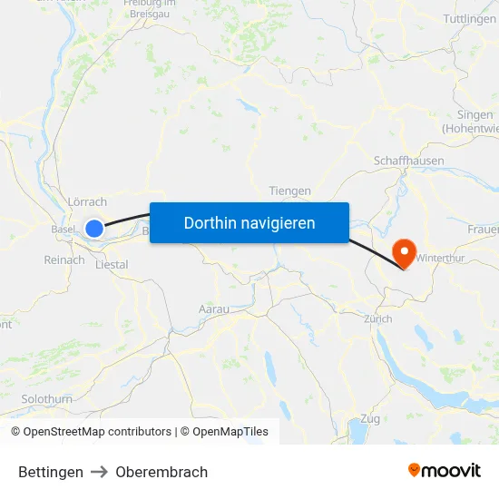 Bettingen to Oberembrach map